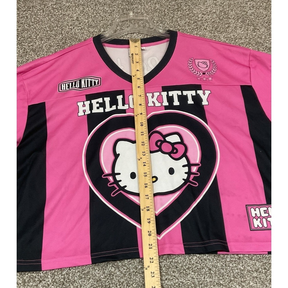 Sanrio Hello Kitty Women's Cropped Graphic Football Skimmer Jersey Size L Pink - Picture 8 of 9